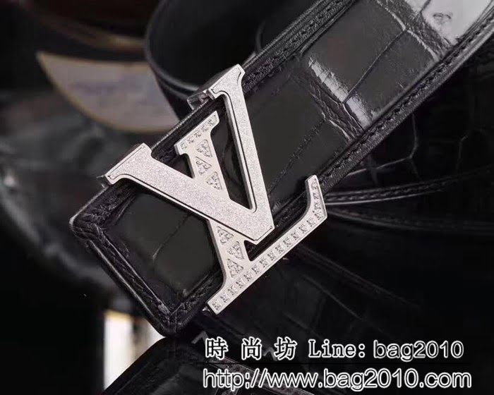 路易威登LV 鱷魚肚皮無拼接純 鋼時尚扣頭 時尚百搭高端男士皮帶 LHG1835